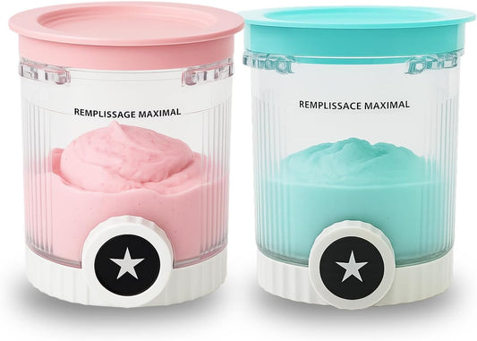 2 Pack Pint Containers Replacement for Ninja Creami Swirl NC700/NC701 Series, 16oz BPA-Free Ice Cream Pints with Lids, Leak-Proof & Dishwasher Safe (Blue/Pink)