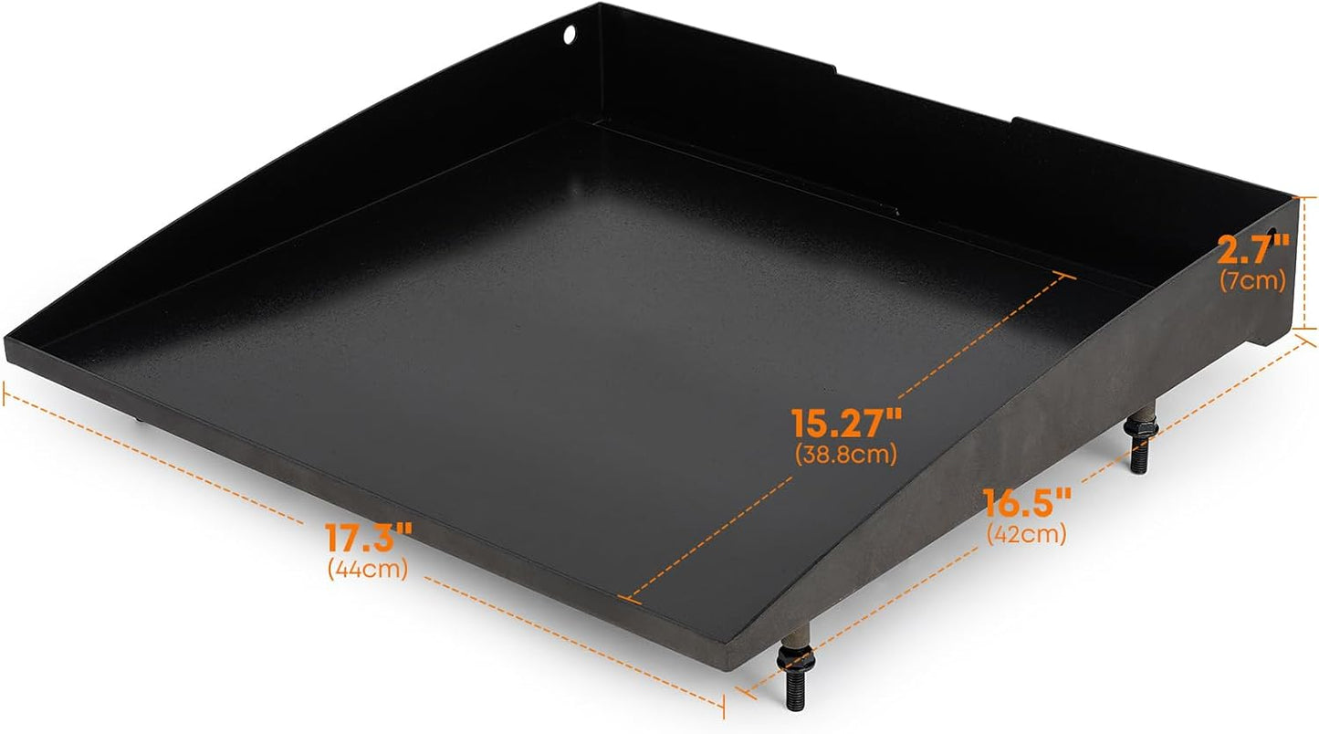 Stanbroil 17 Inch Flat Top Griddle Replacement Top for Blackstone 17" Tabletop Griddle Station, Ceramic Coated Steel Griddle Top Replacement with Rear Grease System, Black