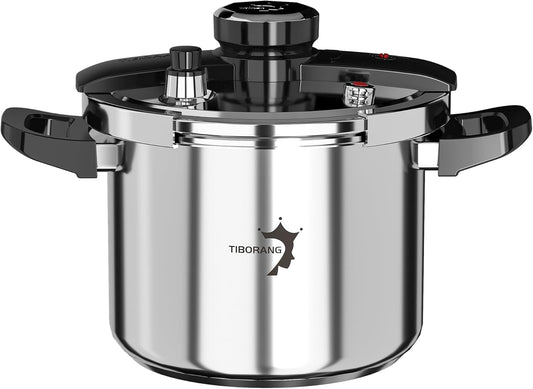 TIBORANG 8.5 QT Stainless Steel Pressure Cooker, [Multi-Cooker for Gas & Induction Stove] [Saves 70% Cooking Time] [One-Hand Operation], Family Size for 3-5 People, Olla de Presion