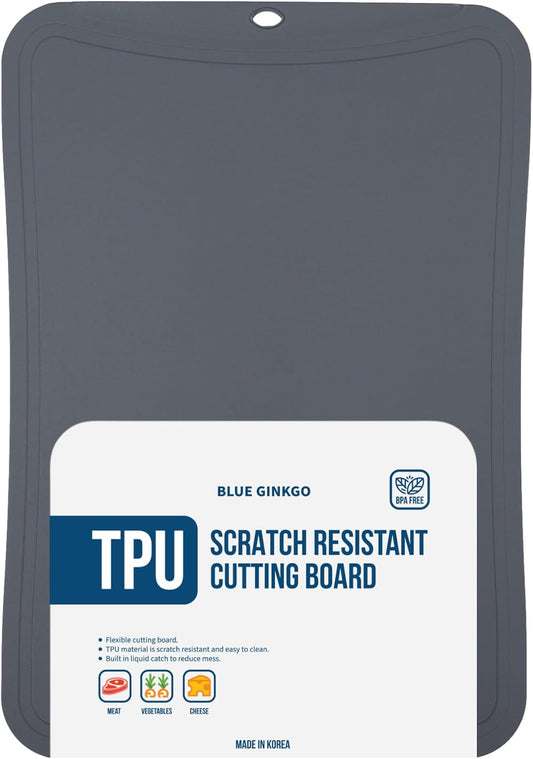 Blue Ginkgo TPU Cutting Mat [Medium] – Korean-Made Flexible, Knife-Friendly, Durable Kitchen Cutting Board (Dark Gray)