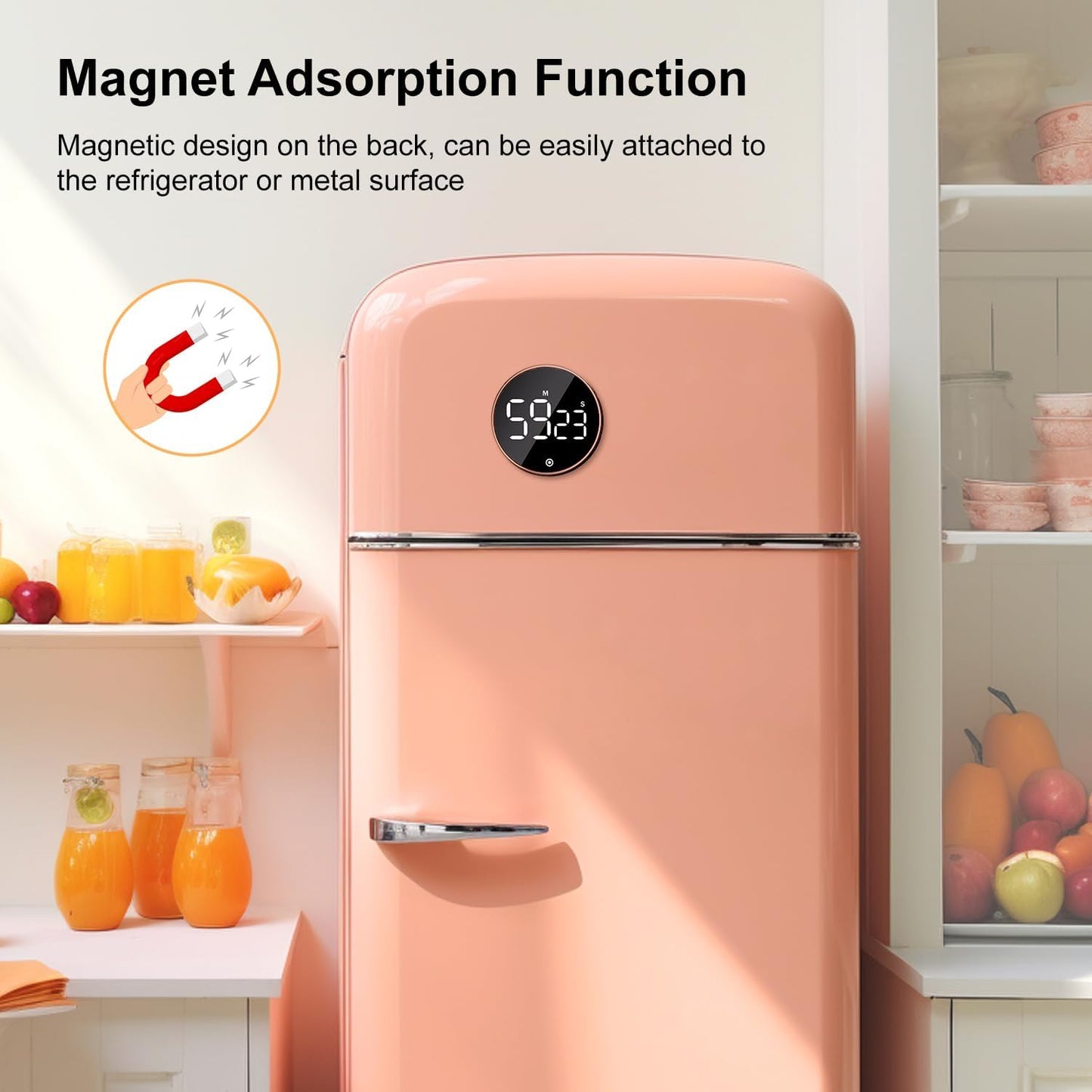 BlueSnail Kitchen Timer with LED Digital Display Smart Efficana for Home Classroom Gym Office, Volume and Brightness Adjustable Productivity Timer (Rose Gold)