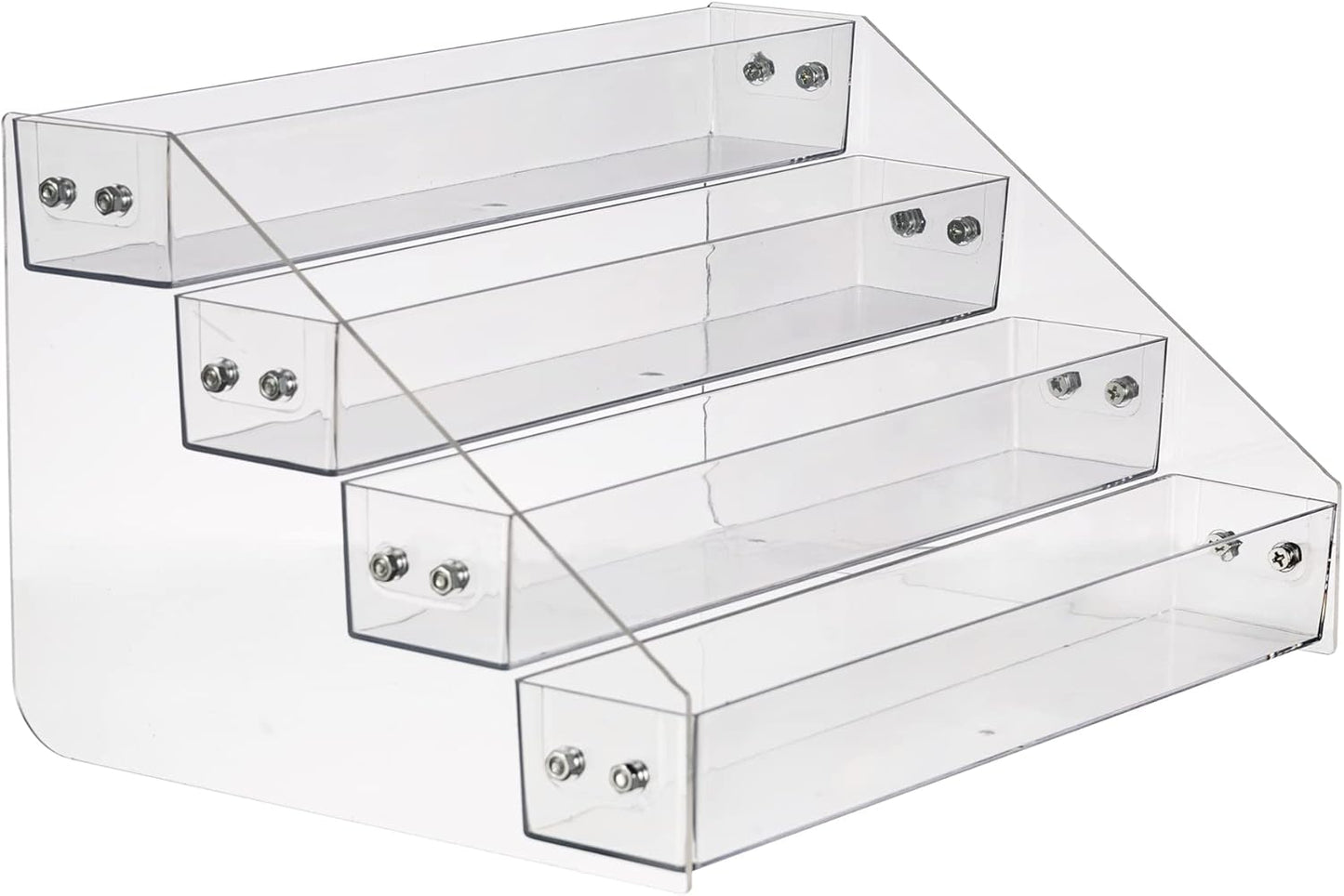 Acrylic Spice Rack, Tiered Spice Rack Shelf Seasoning Organizer for Countertop, Cabinet, Pantry, Kitchen Storage - 4 Tier