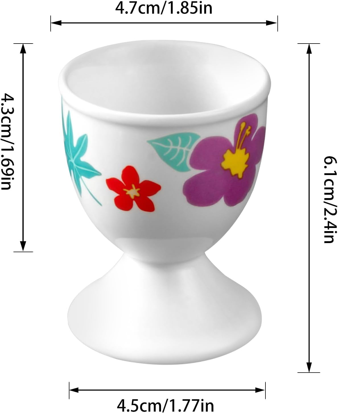 Cinf Ceramic Egg Cups Hawaii Flower Set of 2 Porcelain Holder Breakfast Boiled Cooking Easy to Clean Childhood Memories Kitchen