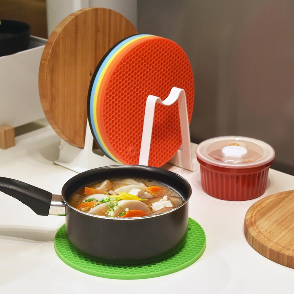 homEdge Silicone Trivets Mat, 6 Packs Multipurpose Non Slip Heat Resistant Pot Holder-Green