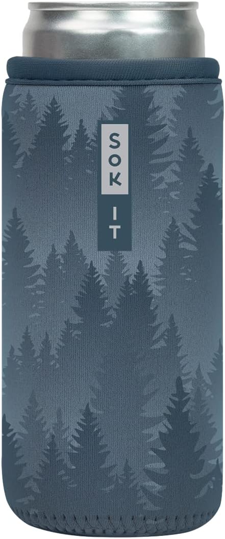 Sok It CanSok Sleeve for Beer & Soda Insulated Neoprene Cover (Foggy Woods, 12oz Slim Can Sleeve)