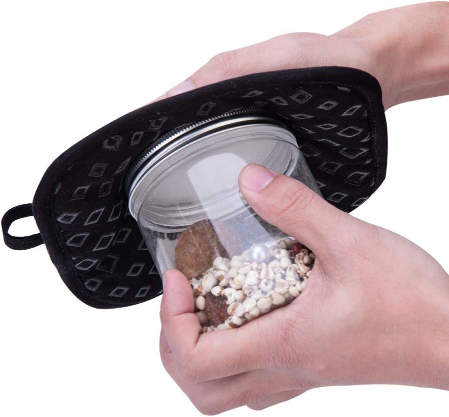 Set of 4 Oven Mitts and Pot Holders, 482 F Heat Resistant Hot Plate Moving Non-Slip Gloves for BBQ, Grill, Baking, Cooking, Oven, Microwave (Black)