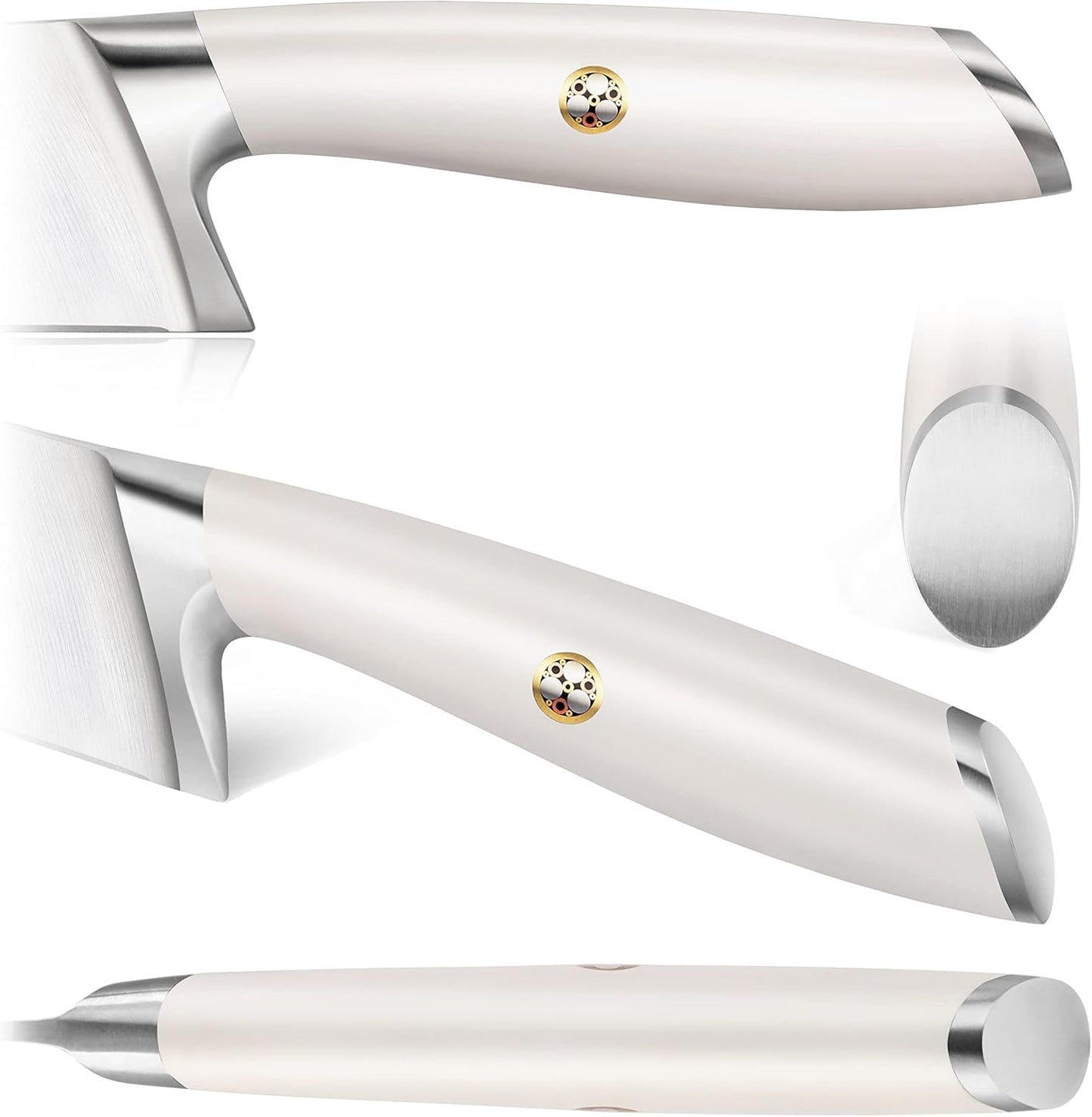 Cangshan L1 Series White 1026078 German Steel Forged 12-Piece Knife Block Set with 6 Steak Knives, Acacia Block