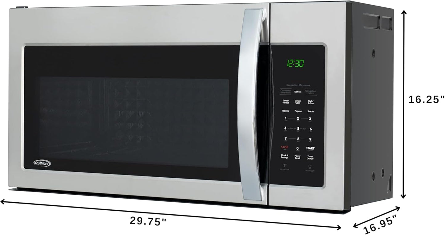 KoolMore KM-MOTC-15SS inch Range Convection Microwave Oven,900 Watts and 300 CFM in Stainless-Steel, UL Listed, 30 in./1.5 cu. ft