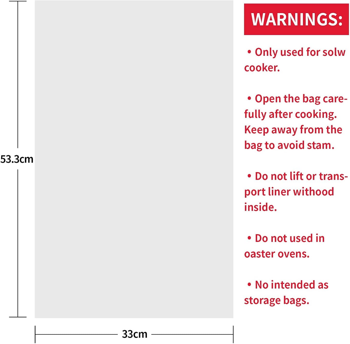 ECOOPTS Slow Cooker Liners Disposable Cooking Bags Large Size Pot Liners Fit 4QT to 8.5QT Suitable for Oval & Round Pot (20 BAGS)