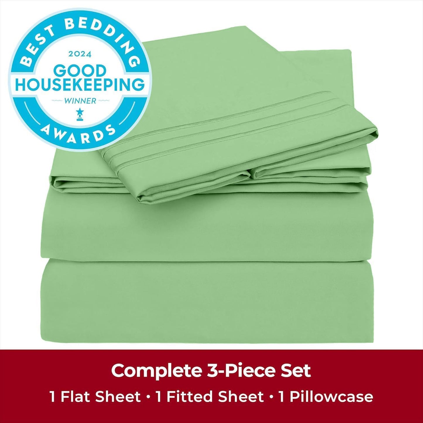 Mellanni Twin XL Sheets Set - 3 PC Iconic Collection Bedding - Hotel Luxury, Extra Soft, Cooling Bed Sheets - Wrinkle, Fade, Stain Resistant (Twin Extra Long, Pistachio)