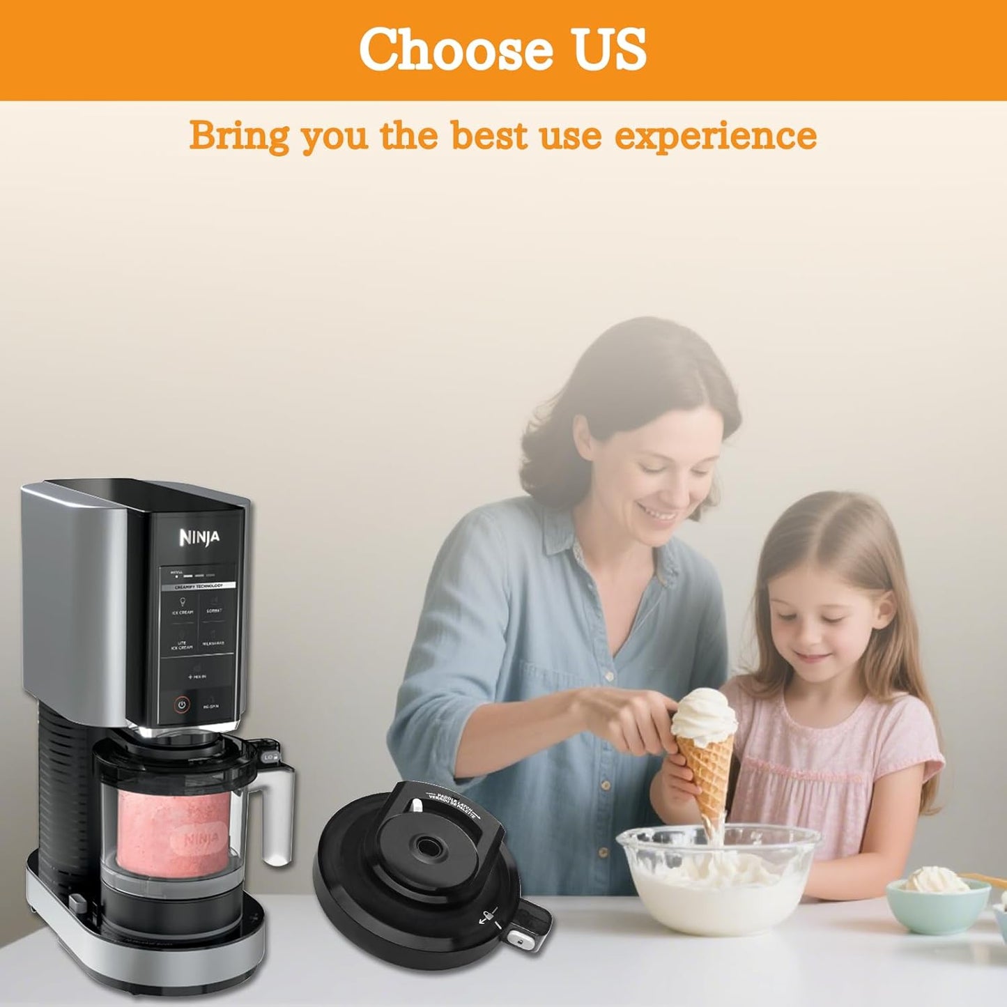 Outer Bowl Lid for NC301 Ice Cream Maker, for Ninja Creami Black Lid Replacement, Ice Cream Maker Accessories Fit for Ninja NC299AMZ/NC301/NC300/NC201/NC101 Series, Reusable (NO Paddle)