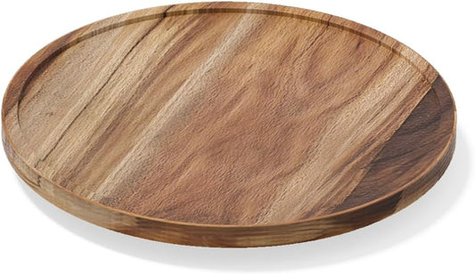 LAMU 11'' Acacia Wood Lazy Susan Organizer for Table Top, Lazy Susan Turntable for Cabinet, Kitchen, Countertop, Pantry Organization