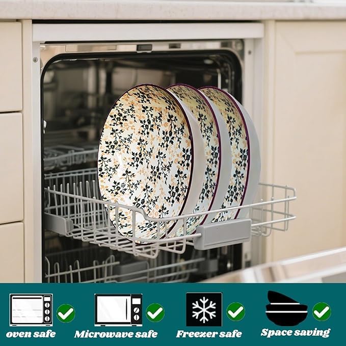 75 Oz Serving Bowls,2 Pack Bohemian Style Large Porcelain Dishes for Entertaining Parties,Big Bowls for Eating Soup, Salad, Pasta, Fruit, Chips, 10.3 Inch Diameter (blue Beige)