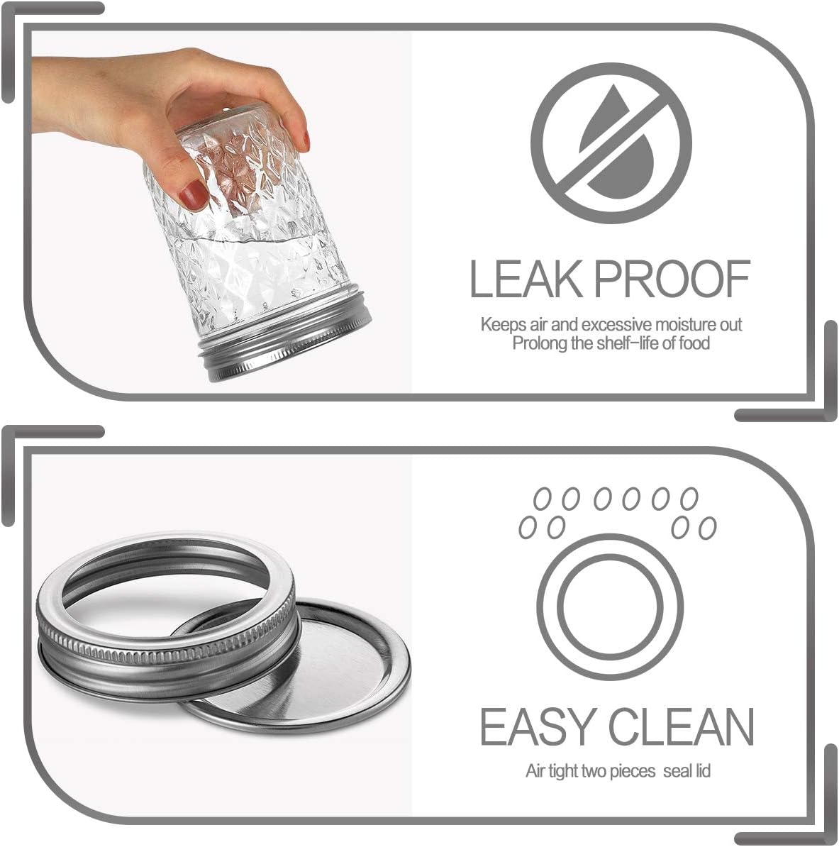 VERONES Wide Mouth Mason Jars 16oz, 9 Pack 16 oz Wide Mouth Mason Jars with Lids and Bands, Ideal for Jam, Honey, Wedding Favors, Shower Favors