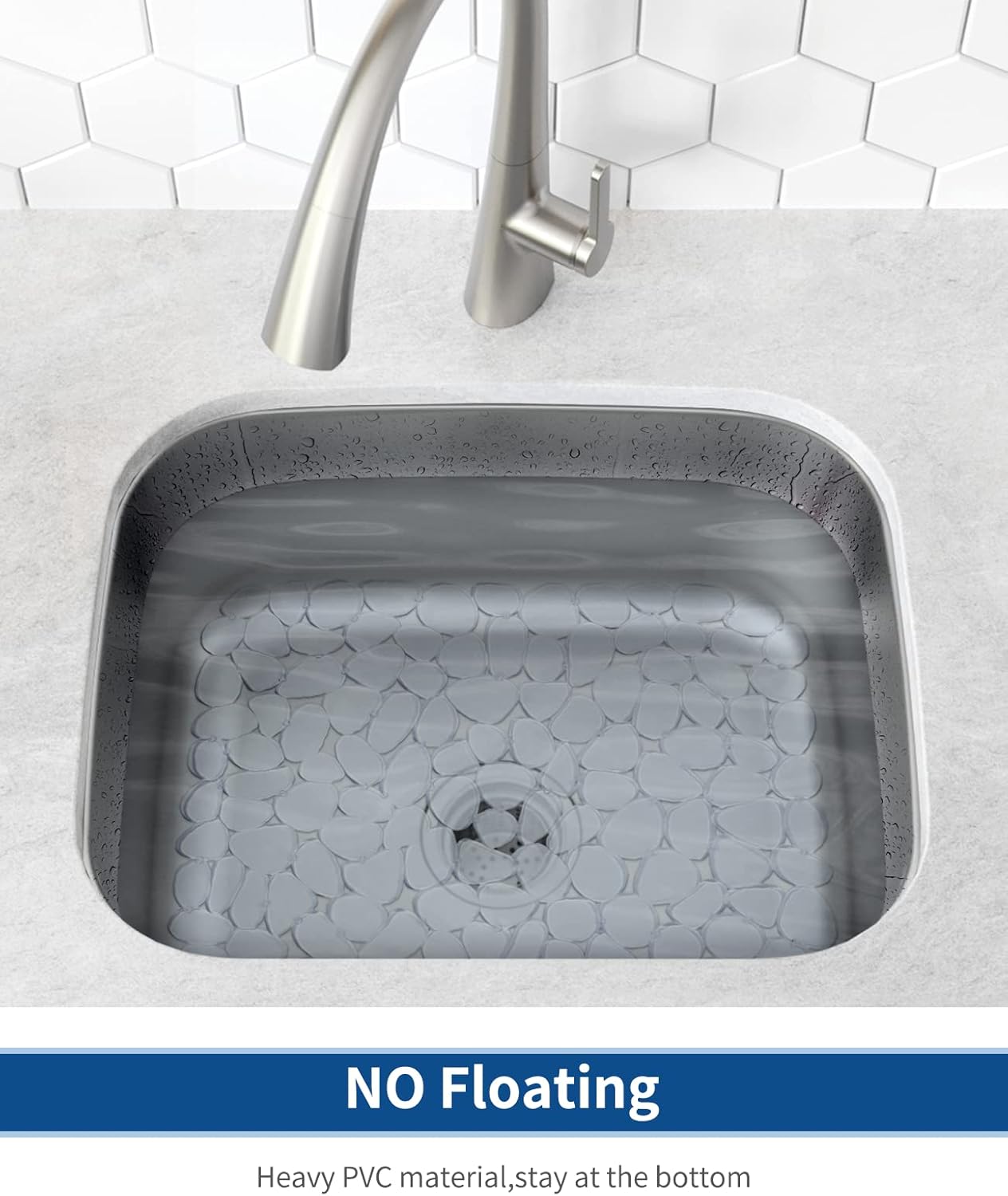 Bligli Pebble Sink Mat for Stainless Steel/Ceramic Sinks, PVC Eco-friendly Sink Protectors for Bottom of Kitchen Sink, Dishes and Glassware, Fast Draining, 15.7 x 11.8 inch (2 PACK, Clear)