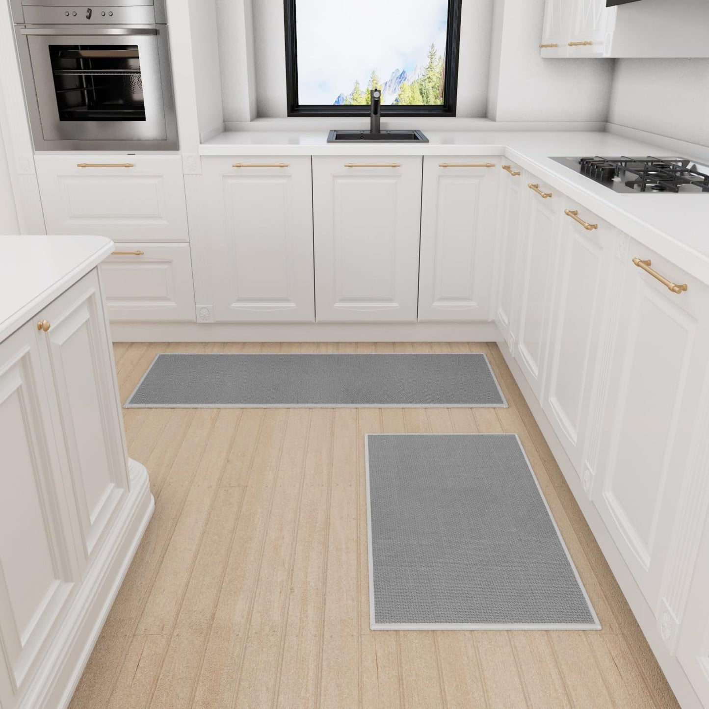 Kitchen Mat 1 PCS, Cushioned Non Slip Rugs for Kitchen Floor, Absorbent Runner Comfort Standing Mats Washable for Kitchen, Office, Home (Grey, 17.3"x30")