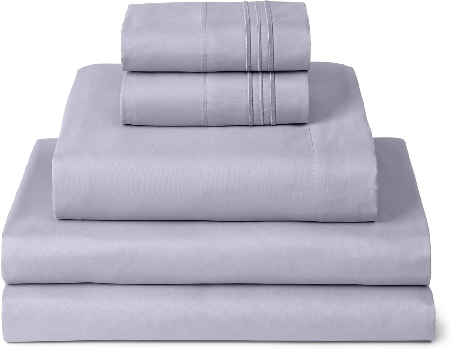 Mellanni Split King Sheets Set - 5 PC Iconic Collection Bedding - Hotel Luxury, Extra Soft, Cooling Bed Sheets - Wrinkle, Fade, Stain Resistant (Split King, Lavender)