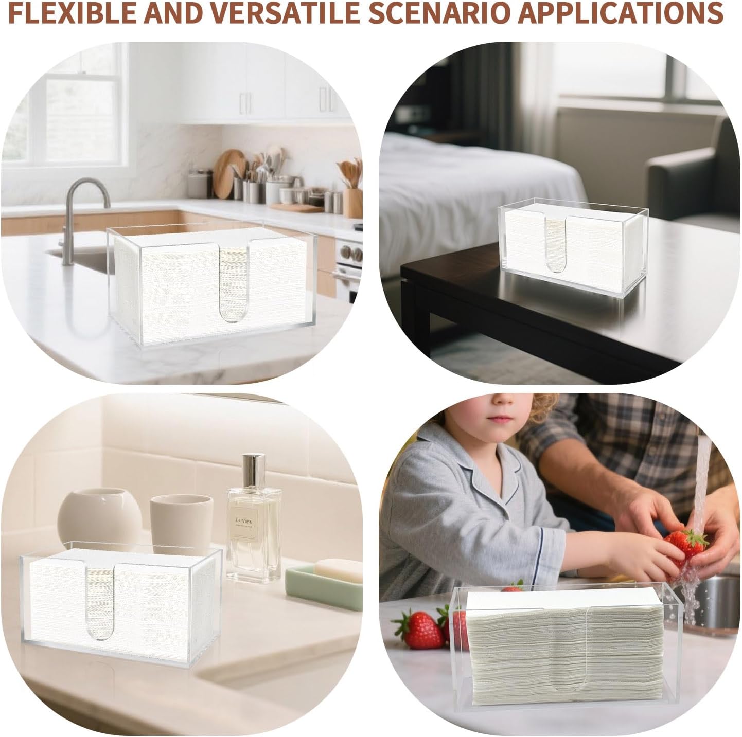 Acrylic Paper Towel Holder Countertop, 5mm Thick Clear C-Fold Z-Fold Trifold Napkin Dispenser, Bathroom & Kitchen Organizer for Multifold Towels (1)