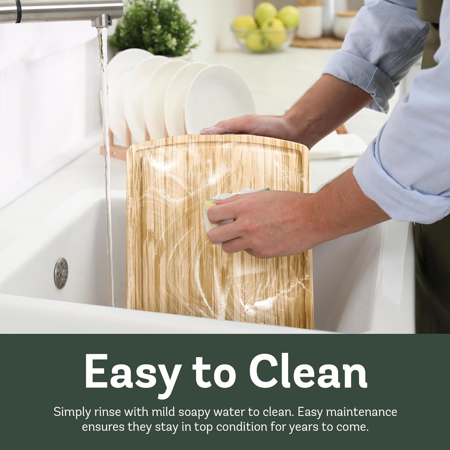 Wood Cutting Board - 4 Piece Bamboo Cutting Board Set, Wooden Cutting Boards for Kitchen with Deep Juice Groove, Side Handles - Chopping Boards for Meat, Vegetables, Charcuterie - Kitchen Gift Set