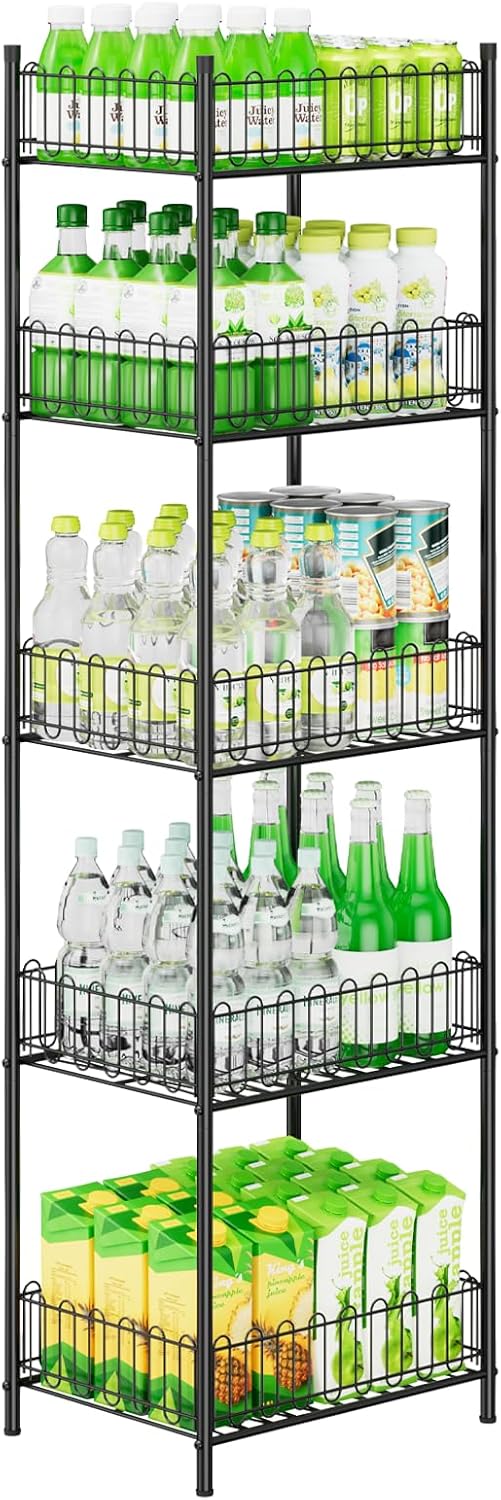 OYEAL Soda Can Organizer for Pantry 5 Tier Water Bottle Organizer Holder for Tumbler Travel Mug Cup, Freestanding Can Storage Organizer for Pantry Kitchen Living Room Organization