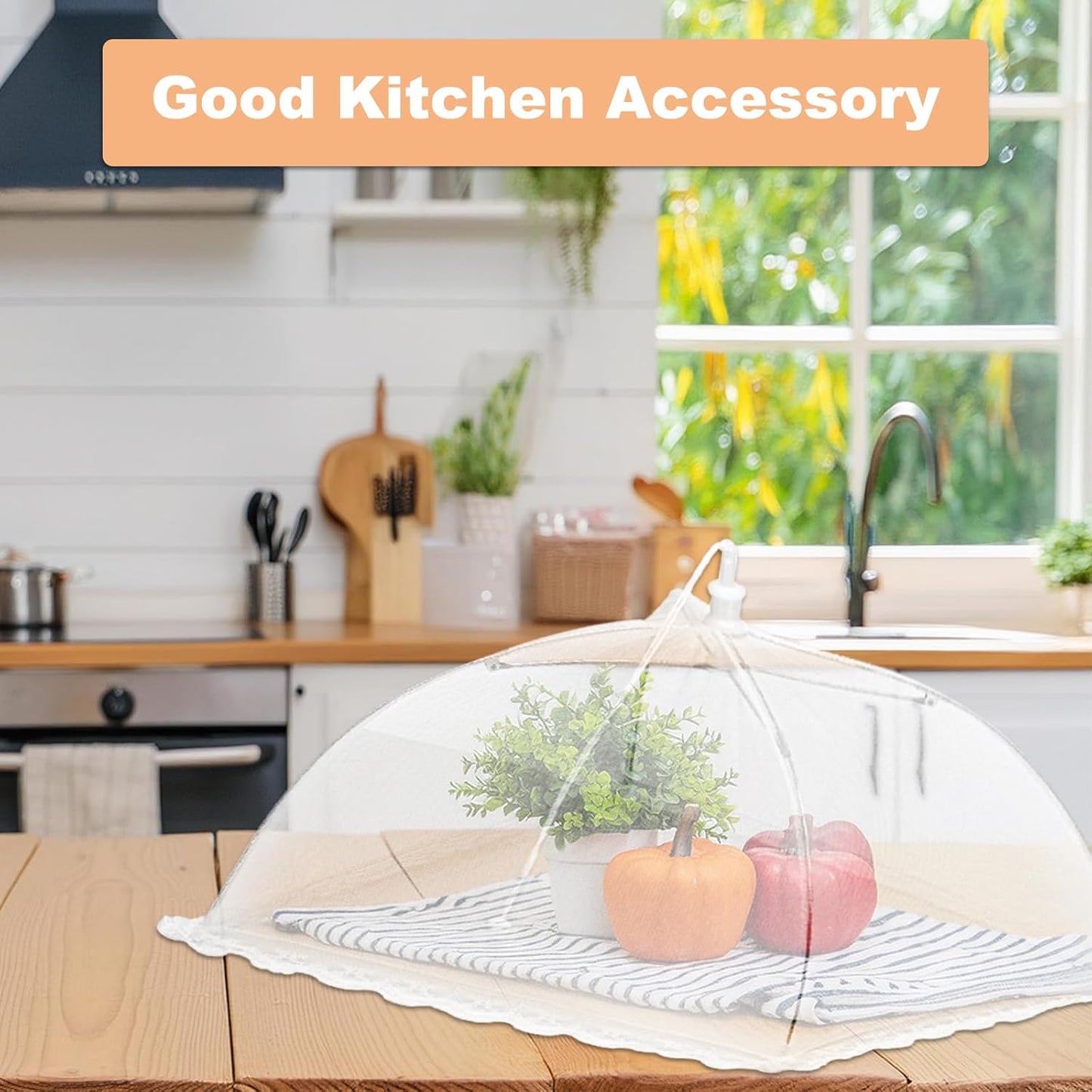 uxcell 3 Pcs Large and Tall Food Covers 13" Mesh Food Covers for Outdoors Collapsible Food Protector Covers Tent for Parties Outdoor Picnics BBQs, White