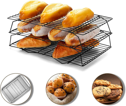Cooling Racks - 3P Stackable Tall Baking Racks, 10 * 16 Inch Stainless Steel Wire Rack for Baking Sheet, Cooling Racks for Cooking and Baking, Oven and Dishwasher Safe