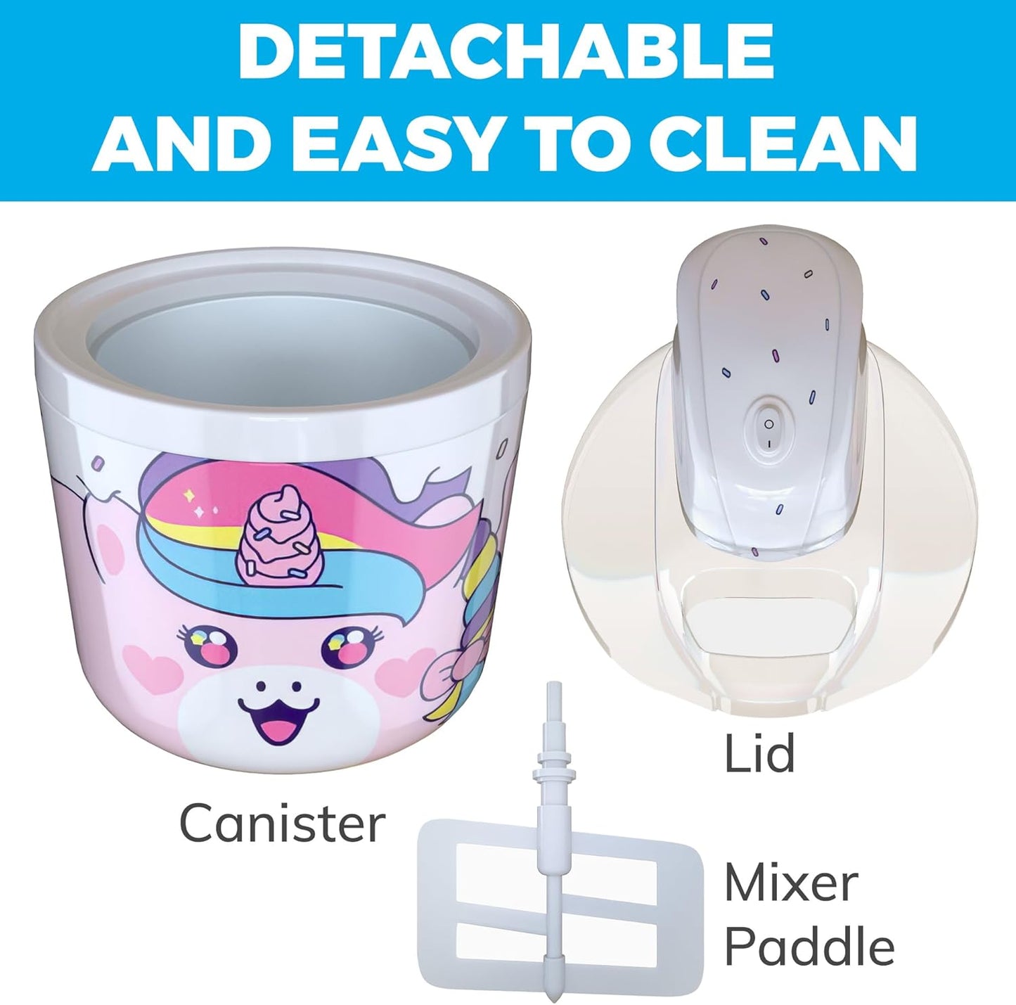 1.2 Quart Unicorn Electric Ice Cream Maker Machine for Kids – Best Countertop Ice Cream Machine for Homemade Soft Serve, Sorbet, Gelato, Frozen Yogurt – Fun & Easy Desserts for Families, Easy To Clean