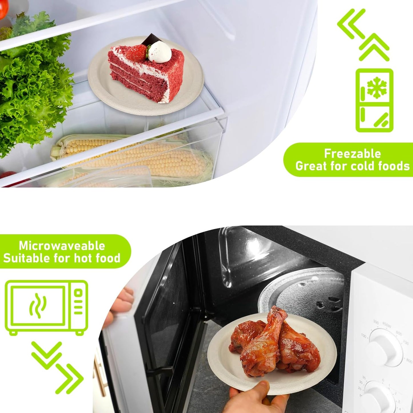 Compostable Paper Plates Bulk, 300 Pack Small 6 inch Eco Friendly Disposable Dessert Plates