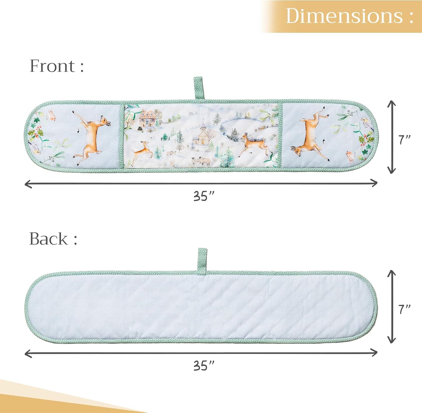 Maison d' Hermine Double Oven Mitts 100% Cotton 7"x35" Double Oven Mitt Heat Resistant BBQ Cooking Gloves with Loop, Baking, Grilling, Home, Kitchen, Handling Hot Pans (Snowy World)