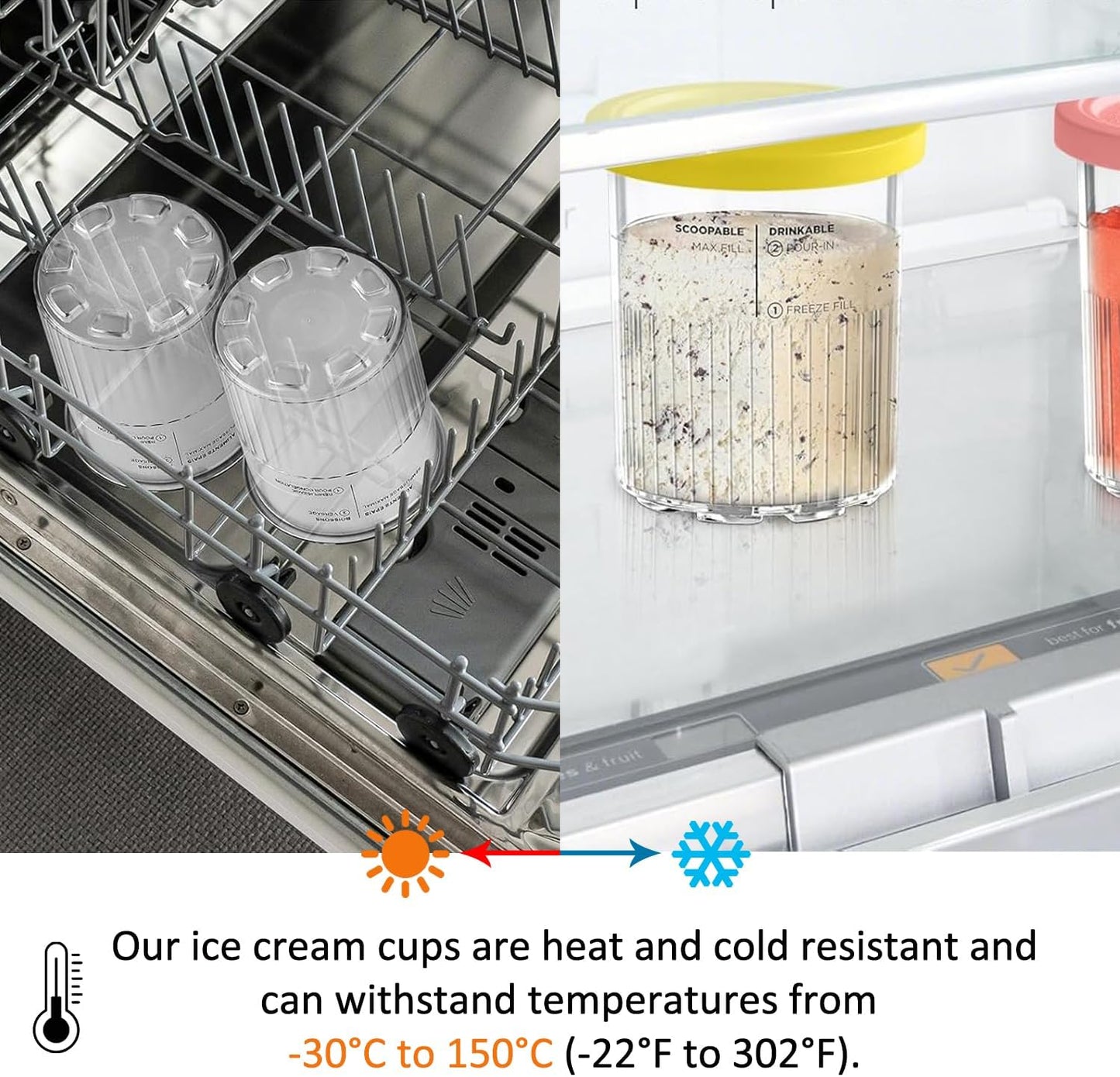 Diteje 4 Pack Replacement Creami Pints with Lids and Spoons,Creamy Ice Cream Containers 24oz Compatible with Ninja Creami NC500 NC501 Series Deluxe Makers