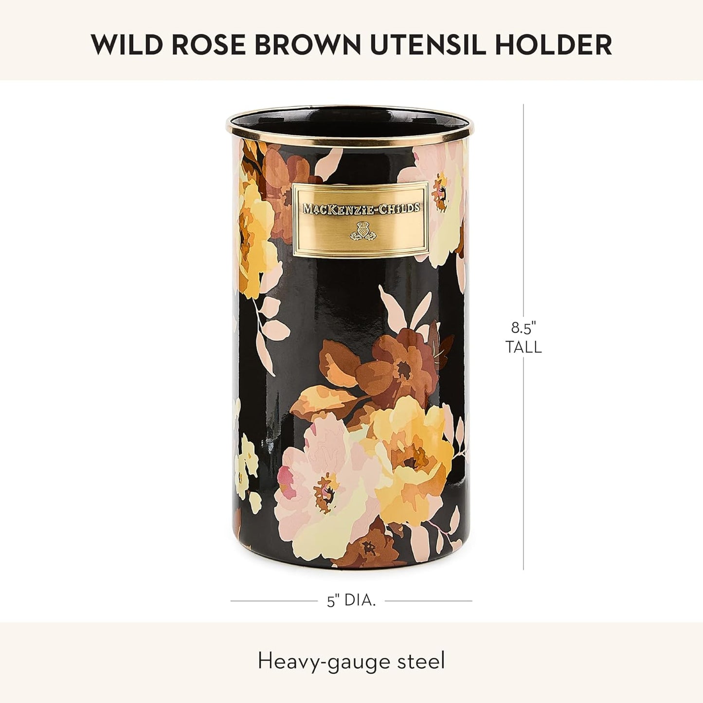 MACKENZIE-CHILDS Wild Rose Brown Utensil Holder