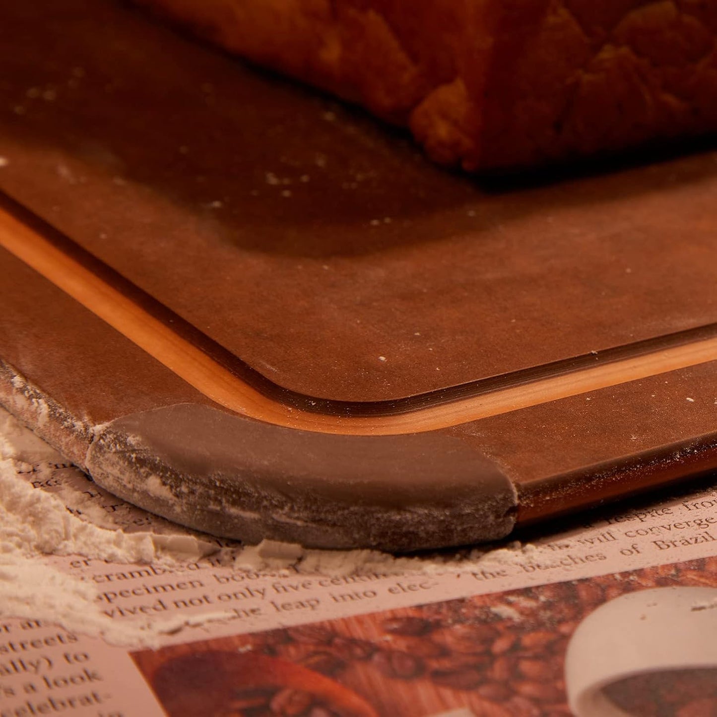 Cutting Board with Non-Slip Feet and Juice Groove for Kitchen, Wood Fiber Composite, 17.3-Inch by 12.8-Inch, Brown