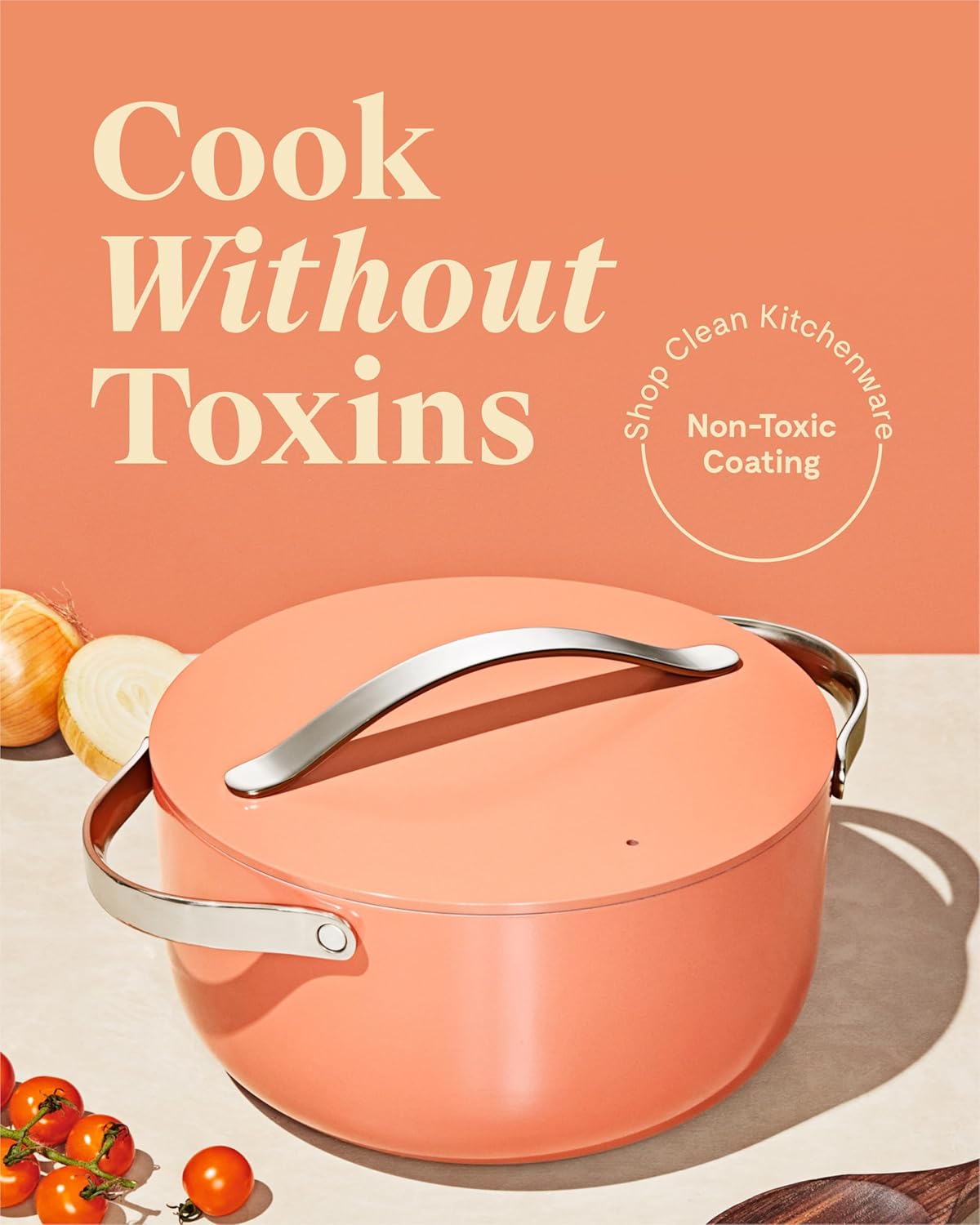 Caraway Nonstick Ceramic Dutch Oven Pot with Lid (6.5 qt, 10.5") - Non Toxic, PTFE & PFOA Free - Oven Safe & Compatible with All Stovetops (Gas, Electric & Induction) - Perracotta