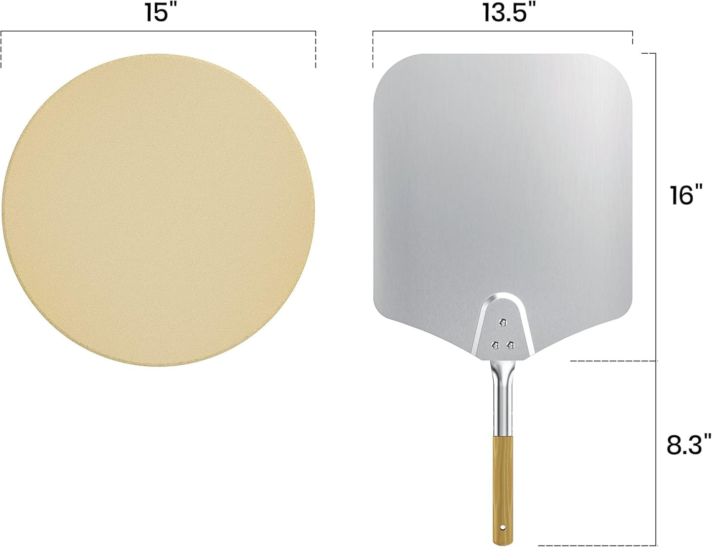 onlyfire Stainless Steel Pizza Ring Kit Pizza Oven Kit for Weber 22-Inch Kettle Grills - Include Pizza Stone and Aluminum Peel