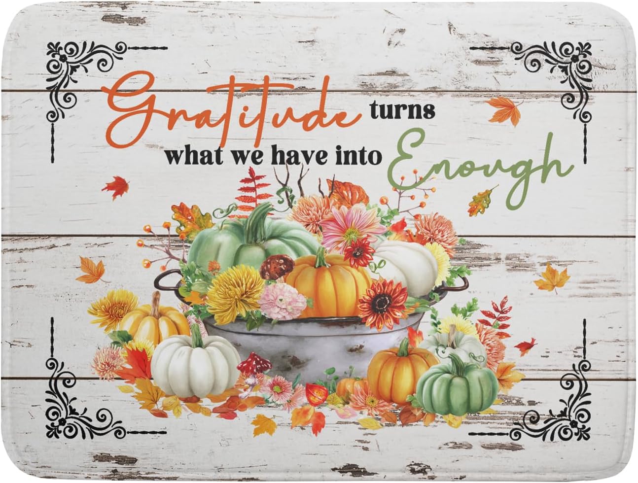 White Autumn Dish Drying Mat Absorbent Fall Drying Matt Kitchen Counter 18 X 24 in Home Season Decor