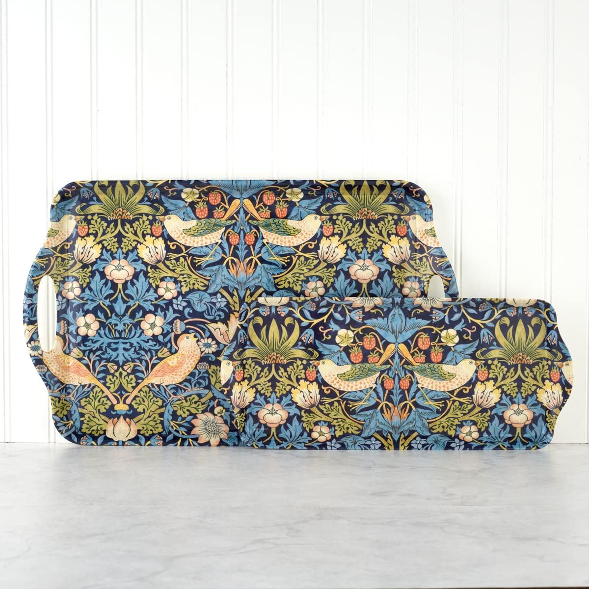 Pimpernel Morris & Co Strawberry Thief Blue Tray with Handles - Decorative Melamine Serving Tray for Afternoon Tea, Coffee Table Display, Garden Party Entertaining, Charcuterie Board, Gifting