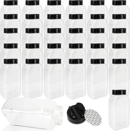 32 Pack 16 oz Plastic Spice Jars with Cap Clear Empty Square Spice Bottle with Shaker Lids Large Empty Seasoning Containers for Storing Spice Salt Seasoning