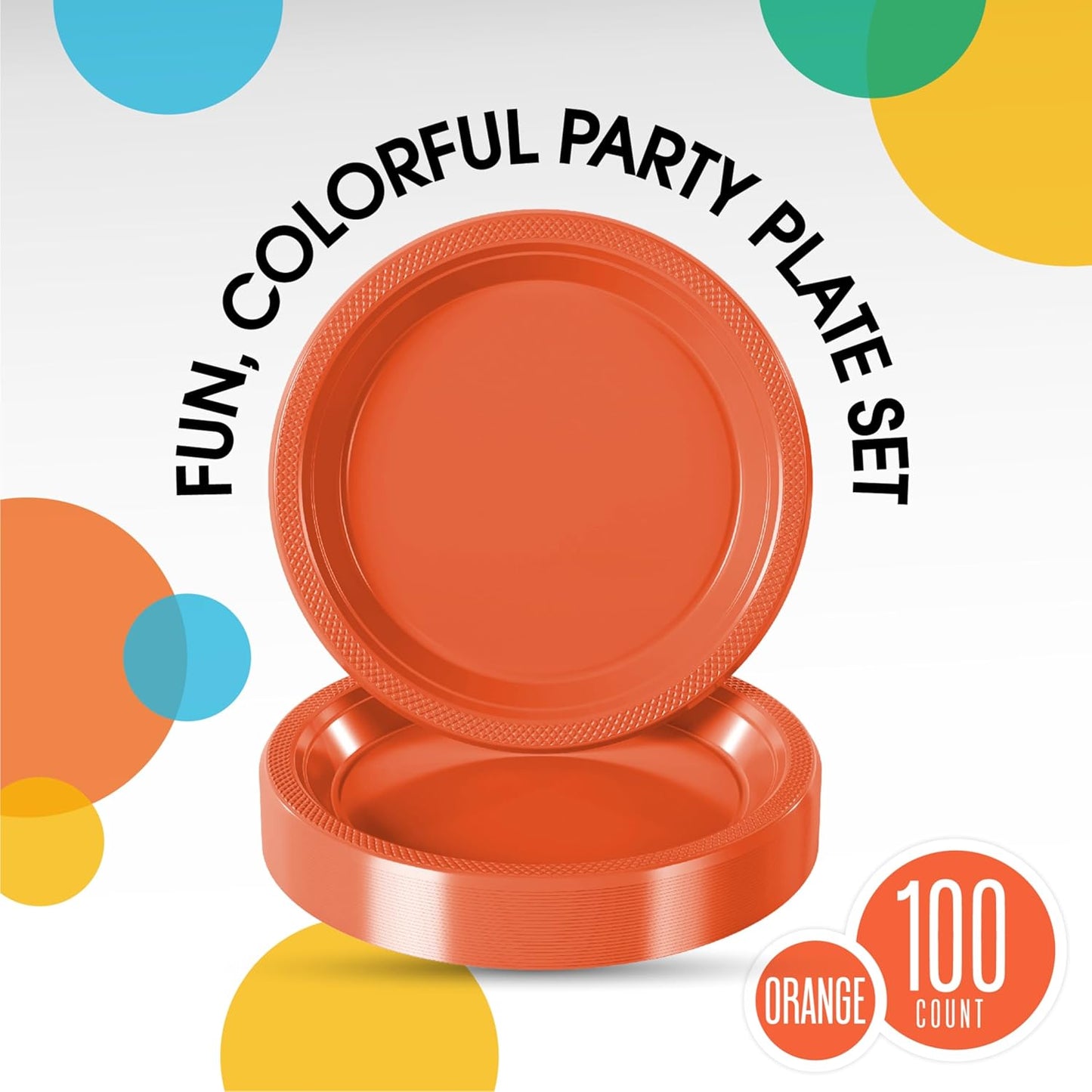 Exquisite Party Solids Orange Plastic Plates For Party 10" Orange Disposable Plates Heavy Duty Supplies 100 Pcs Plastic Dinnerware Sets Heavy Duty 350 GSM Disposable Dinnerware Set