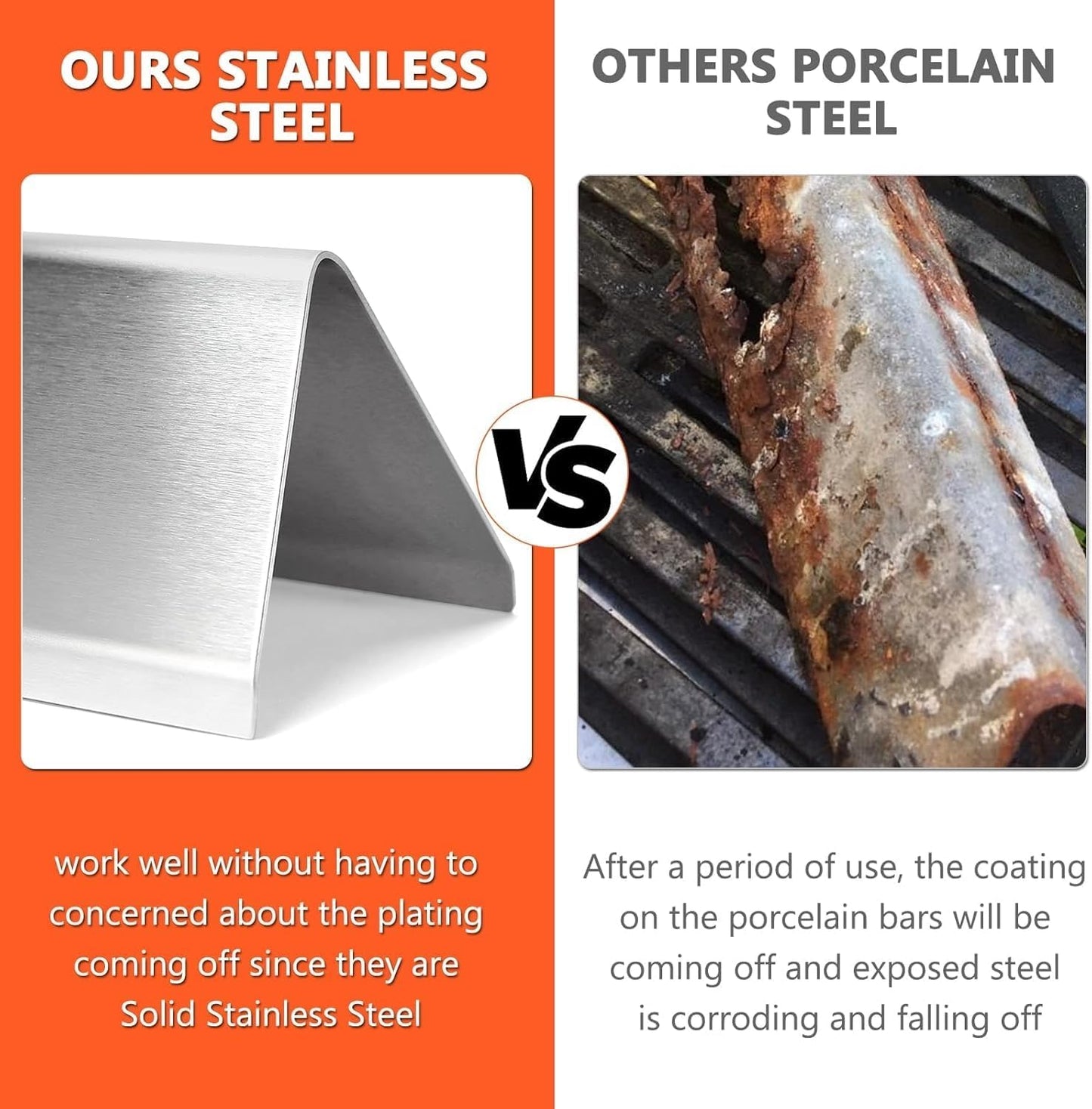 Spirit Grill Replacement Parts for Weber Spirit, 17.5" Grill Grates 15.3" Flavorizer Bars for Weber Spirit 300 & GS4 Spirit II 300, Spirit E-310 E-315 Grills with Front Control, for Weber 7639 7636