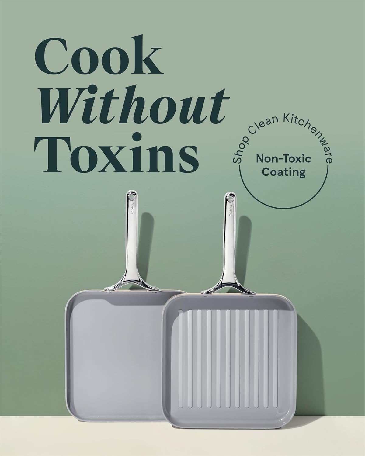 Caraway Griddle Pan & Grill Pan Duo - Non-Stick Ceramic Coated - Non Toxic, PTFE & PFOA Free - Oven Safe & Compatible with All Stovetops – Marigold