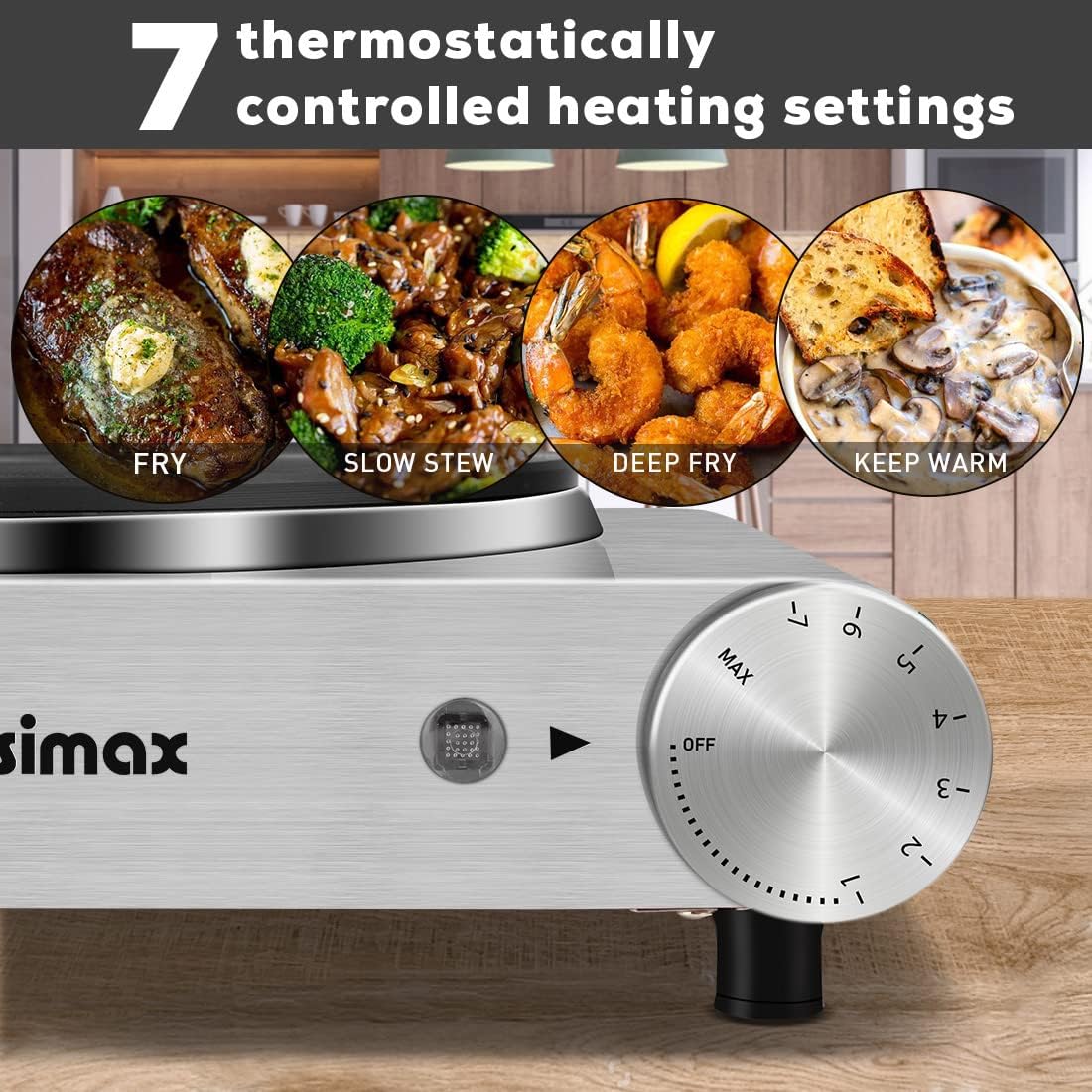 Hot Plate, CUSIMAX Electric Burner 1500W Hot Plate Cooking Single Burner Electric Stove with Heat-up in Seconds Adjustable Temperature Control Silver Stainless Steel Body, Your Kitchen Assistant