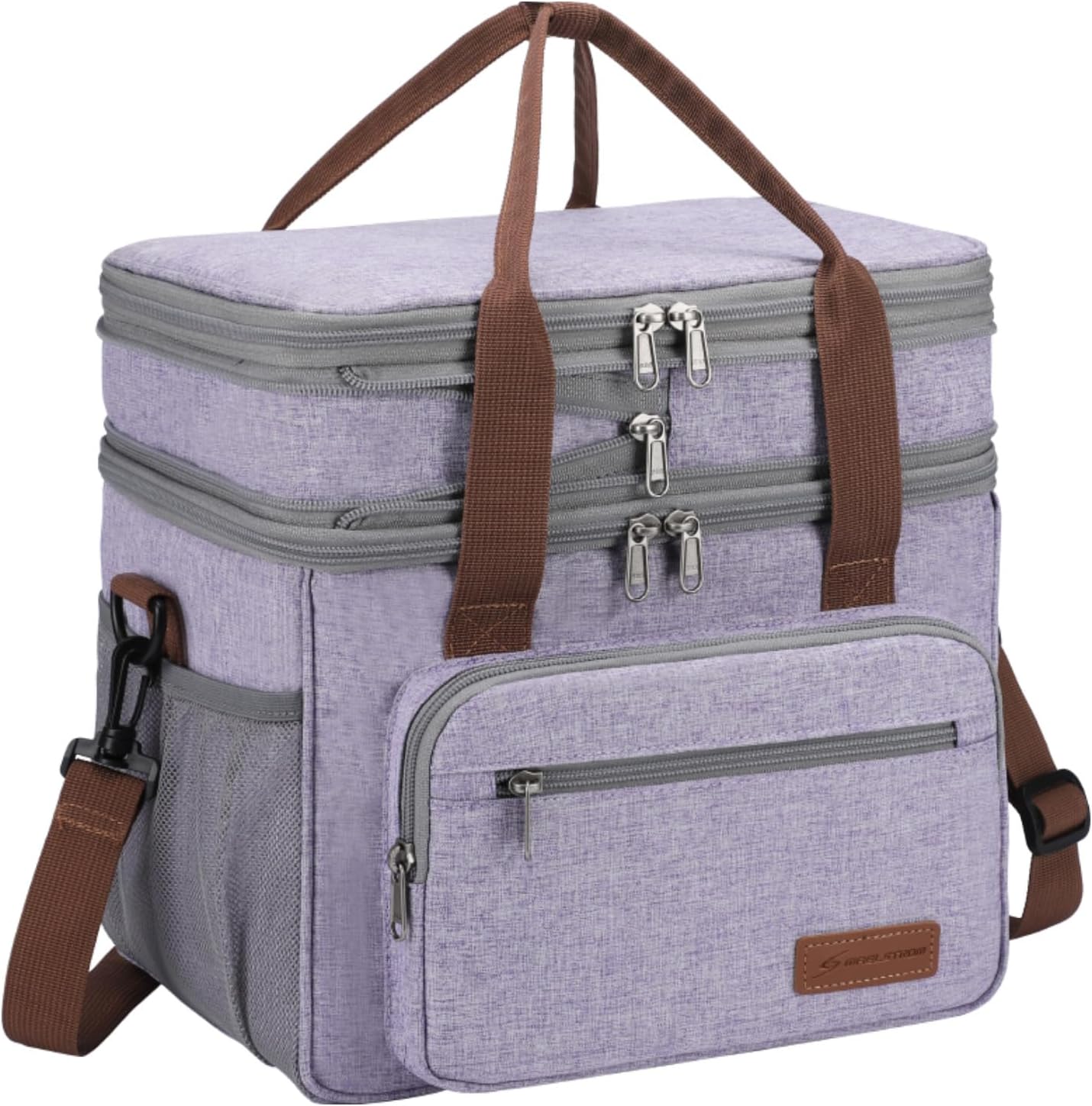 Maelstrom Lunch Bag Women,23L Insulated Lunch Box For Men Women,Expandable Double Deck Cooler Bag With Side Tissue Pocket,Lavender