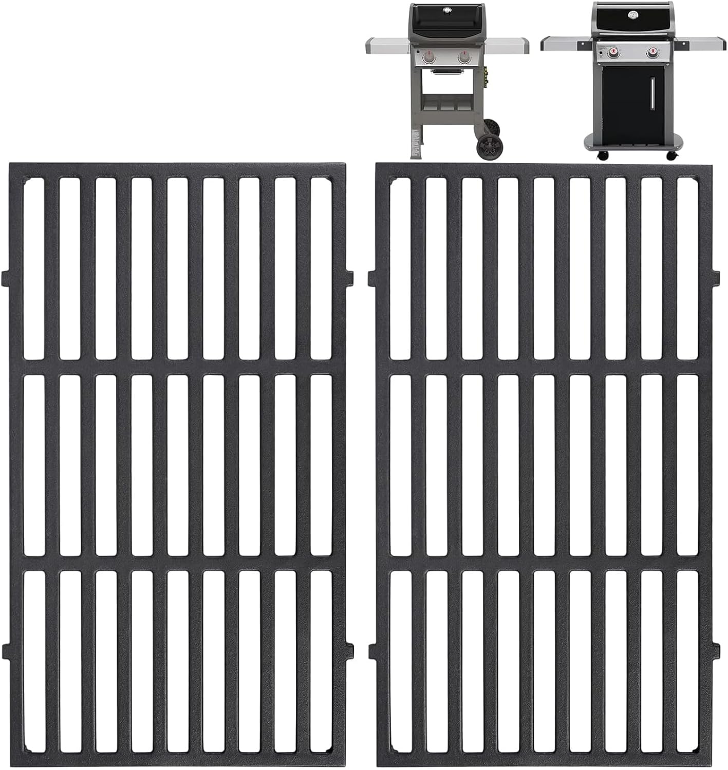 17.5 Inches Cast Iron Grill Grates Replacement 7637 for Weber Spirit I II 200 Series, Spirit E210 E220 S210 S220 Gas Grills (with Front Control Knobs), Grill Grates Parts for Weber Spirit 200