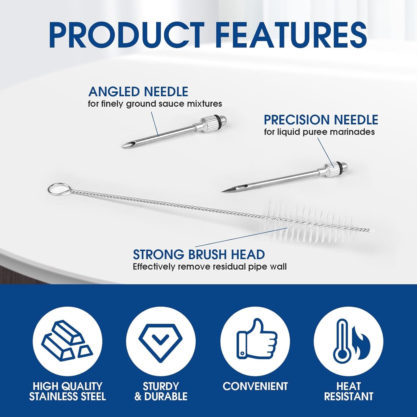 Turkey Baster with Silicone Suction Bulb, Stainless Steel Food Grade Turkey Baster for Cooking, Baking, Injecting Marinade ，Black