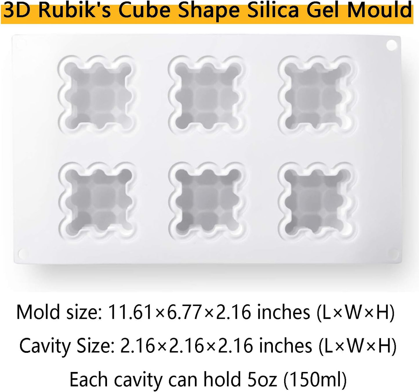 OCPO KITCHEN Bubble Silicone Baking Mold, Silicone Candle Mold, French Dessert Molds for Mousse Cake Pastry Chocolate Pudding Jelly Cheesecake Ice Cream, Cube Shape (6-Cavity)