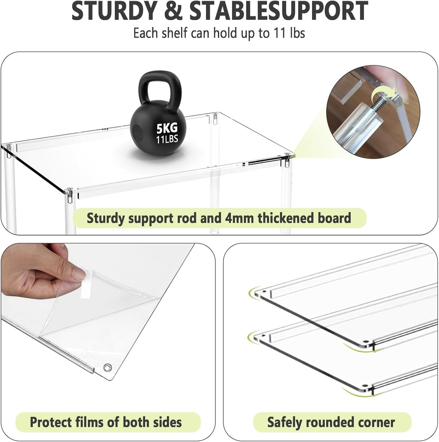 Acrylic Cabinet Organizers : 4Pcs Spice Rack Organizer for Cabinet, Pantry Kitchen Organizers and Storage, Countertop Desk Shelves Displays Organizer Displays, Stackable Shelves House Essentials