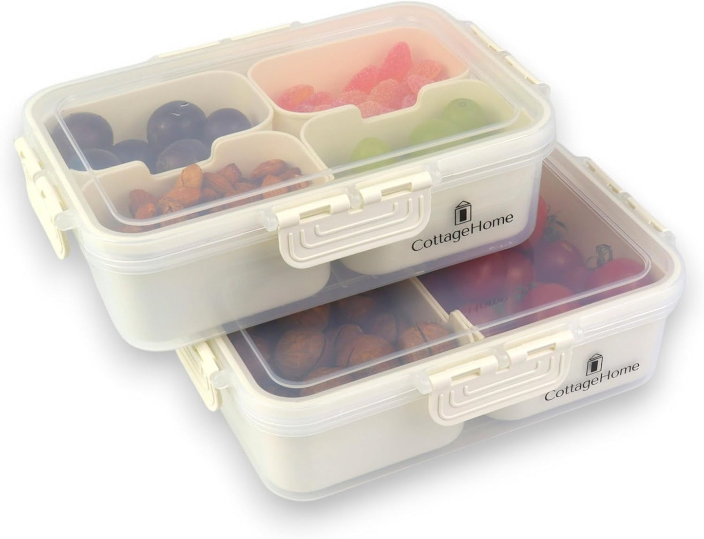 Mini Snackle Box Containers - 2-Pack Reusable Snack Containers - Dishwasher Safe - For Lunch, School, Meal Prep & Travel