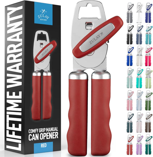 Zulay Kitchen Manual Can Opener with Bottle Opener with Turn Knob