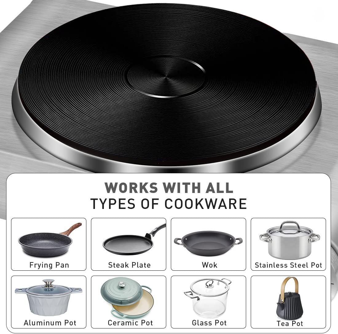 Hot Plate, CUSIMAX Electric Burner 1500W Hot Plate Cooking Single Burner Electric Stove with Heat-up in Seconds Adjustable Temperature Control Silver Stainless Steel Body, Your Kitchen Assistant