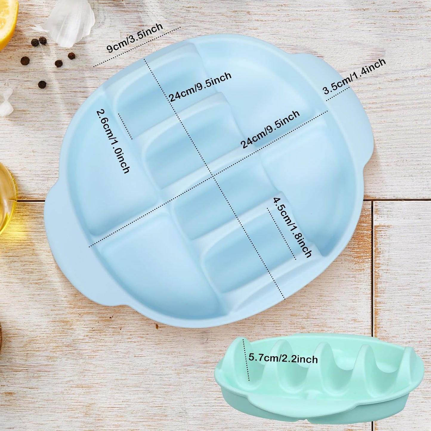 Silicone Taco Holder Plates, BicycleStore 2 Pack Taco Serving Tray with Handle, 11.8"X9.8" Non-Slip Taco Shell Holders Stand Rack with Dividers, Reusable Taco Bar Supplies Dishwasher & Microwave Safe